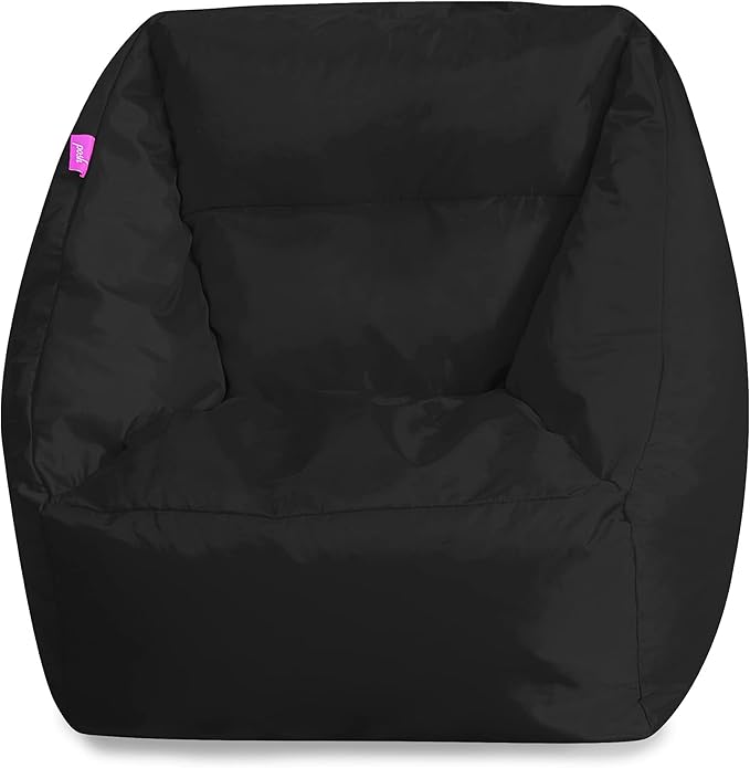 Posh Creations Structured Comfy Seat for Playrooms and Bedrooms, Large Bean Bag Chair, Coronado Chair, Black