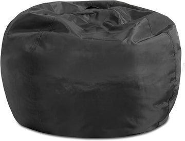 Posh Creations Structured Comfy Bean Bag Chair for Gaming, Reading, and Watching TV, 100in Round Classic Bean Bag, Microsuede - Charcoal Gray
