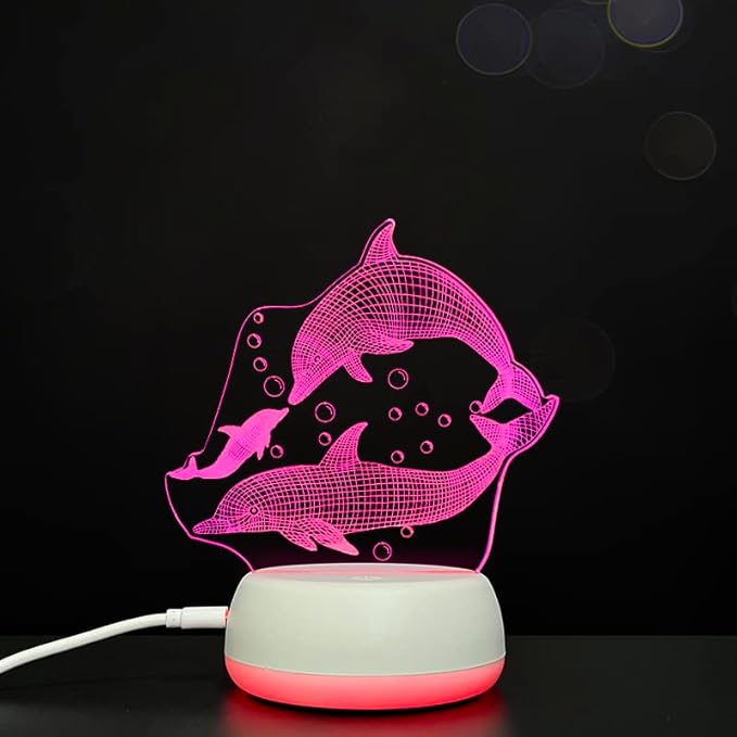 Dolphins LED Table Lamp USB Parent-Child Gifts Boy's Birthday - 7 Colors Changing Bedroom Decorative Night Light Parent's Gifts, Gifts for Families Friends