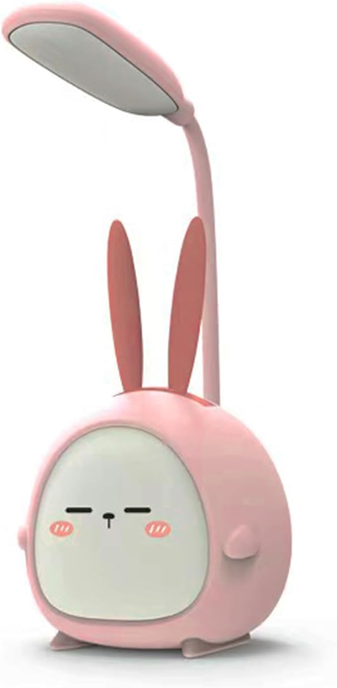 Cute Bunny Desk Lamp, Portable LED Desk Lamps with Night Light,Rabbit Foldable USB Rechargeable Reading Light for Children Boys Girls Study (Pink)