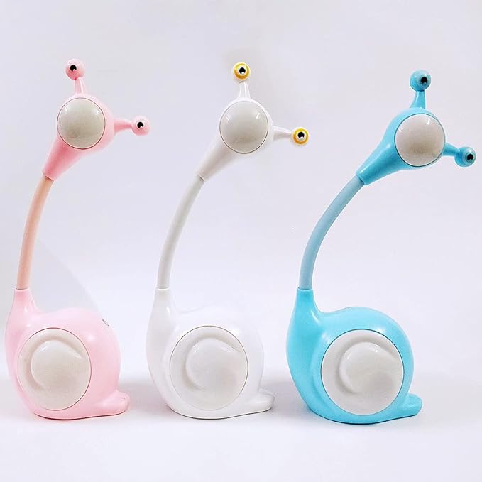 Fantasee Snail LED Desk Lamp Nursery Night Light USB Rechargeable Touch Dimmable for Child Kids Students Bedroom Dorm Reading Birthday Party Gift (White Snail)