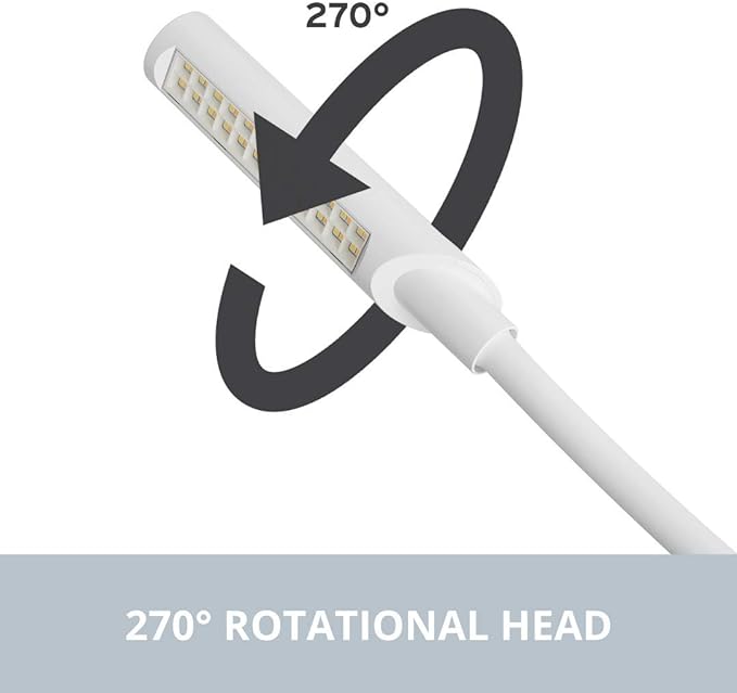 Reliable UberLight Flex 4100TL Task Light – LED Portable Desk Light with Base, USB Connection, 26.5” Flexible Gooseneck, 270° Rotational Head, 9 Light Settings, and up to 60,000 Hours of Use (White)