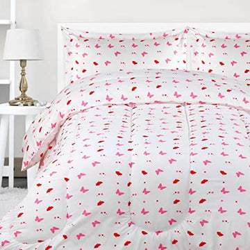 Utopia Bedding All Season Butterfly Comforter Set with 2 Pillow Cases, 3 Piece Soft Brushed Microfiber Kids Bedding Set for Boys/Girls, Machine Washable (Twin)