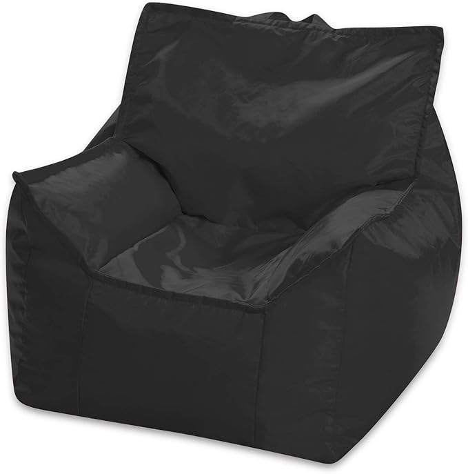 Posh Creations Bean Bag Chair Structured Comfy Seat Use for Gaming, Reading and Watching TV, Newport, Black