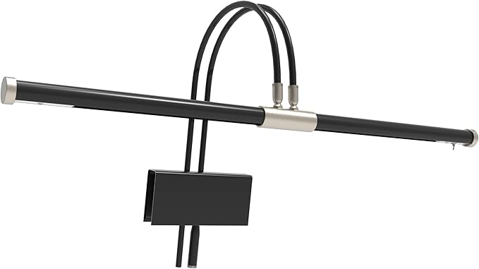 Cocoweb 22" Grand Piano Lamp, LED, Adjustable, Quality Lighting in Black with Satin Nickel Accents, with Plug-in Adapter - GPLED22SND