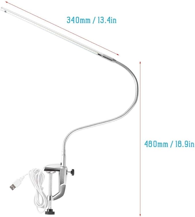 Desk Lamp with Clamp,Desk Lamp Clip on Lamp,LED Eye-Caring Desk Lamp with USB Rechargeable Reading Lights,Task Table Lamps,Foldable Bed Lamp,360° Swivel Desk Lamp for Manicure,Reading,Tattoo Light