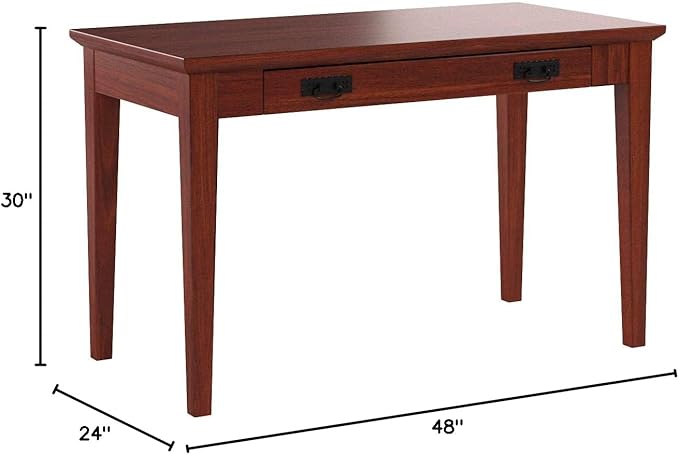 Leick Home 82400 Mission Writing Computer Desk with Drop Front Keyboard Drawer, for Home Office, Solid Wood, Mission Oak