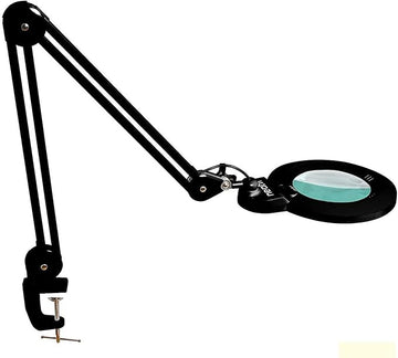Neatfi XL Bifocals 1,200 Lumens Super LED Magnifying Lamp with Clamp, 3 Light Modes, Correlated Color Temperature Control (3000K-4500K-6000K), 12W, 120 Pcs SMD LED (Black, 6 Inch Lens)
