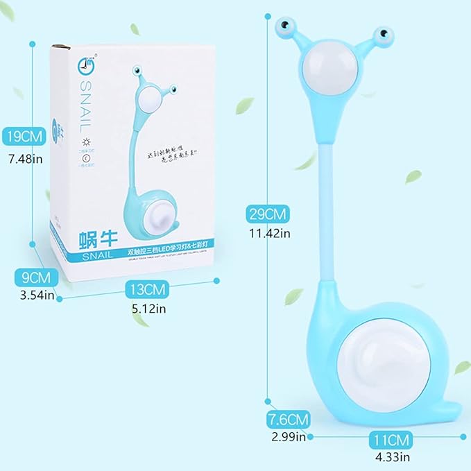 Fantasee Snail LED Desk Lamp Nursery Night Light USB Rechargeable Touch Dimmable for Child Kids Students Bedroom Dorm Reading Birthday Party Gift (White Snail)