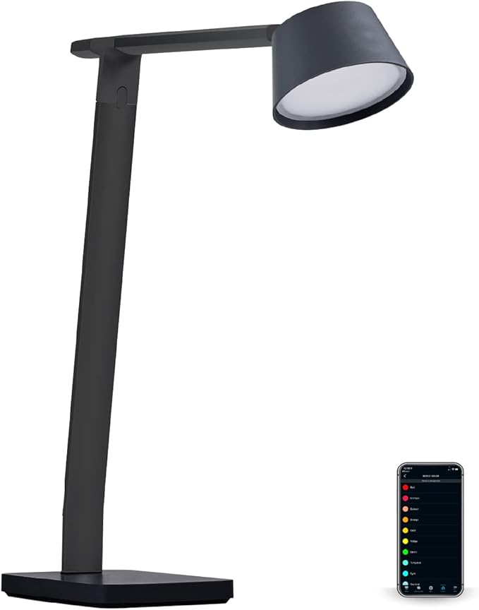 Bostitch Black+Decker Verve Designer Smart Desk Lamp, Compatible with Alexa, Auto-Circadian Mode, True White LED + 16M RGB Colors, USB Charging Port, Certified for Humans