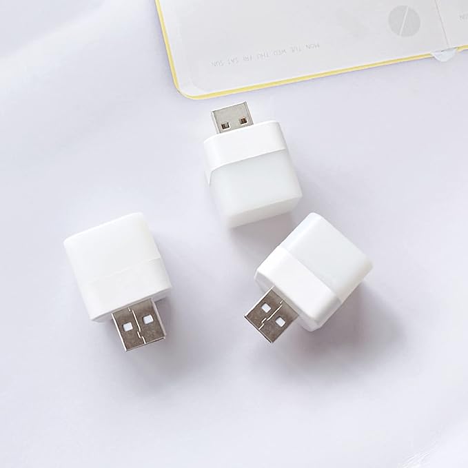 Flexible LED Ambient Light, Mini USB Night Lights,Plug in LED Bulb,Emergency Lighting,Compact,Ideal for Bedroom,Bathroom,Nursery,Hallway,Outdoor Camping,Reading(4 Pack White Lights)(White)