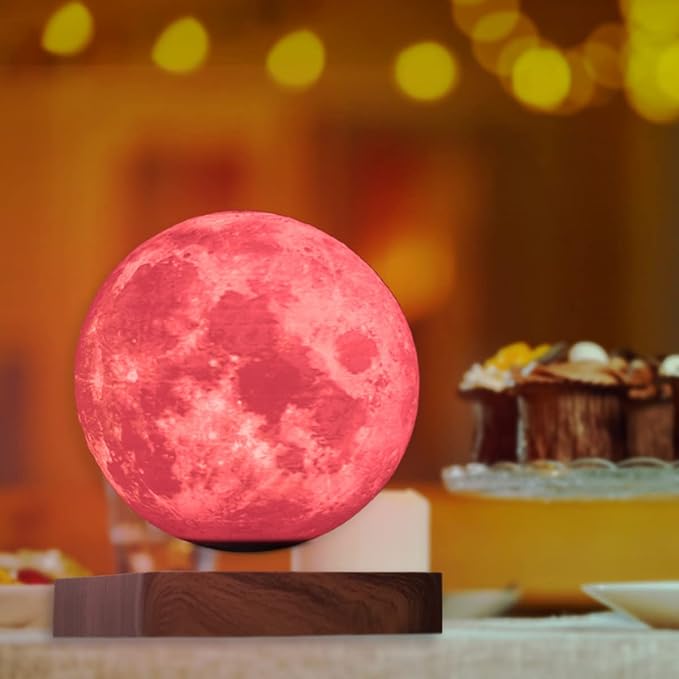 Floating Moon Lamp 16 Colors Magnetic Levitating Moon Light, Great Gift for Family, Kids and Lover for Birthdays, Valentine's Day, Anniversary（Dark Brown Base