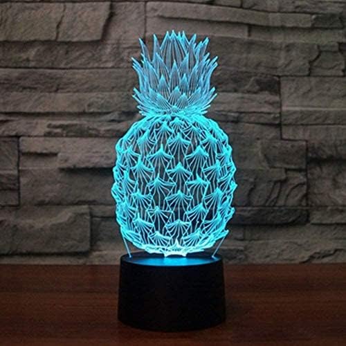 I Love Pineapple 3D Bedside Lamp for Decors - 7 Colors Fruit Pineapple Table lamp Acrylic Crystal Panel 3D Pineapple Decorative Arts Lamp for Bars Stores