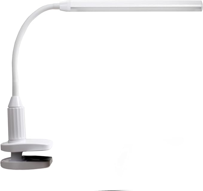 Daylight Company Unolamp Clamp Light, Touch Dimmable Desk Lamp, 4 Brightness Level, Ideal for Hobbies, Art, Beauty Salons, Reading and More, White
