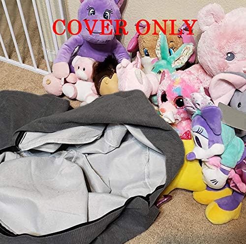 Stuffed Animal Storage Bean Bag Chair Cover (No Filler)for Kids and Adults. Premium Corduroy Stuffable Beanbag for Organizing Children Plush Toys or Memory Foam Extra Large 300L (Dark Grey)