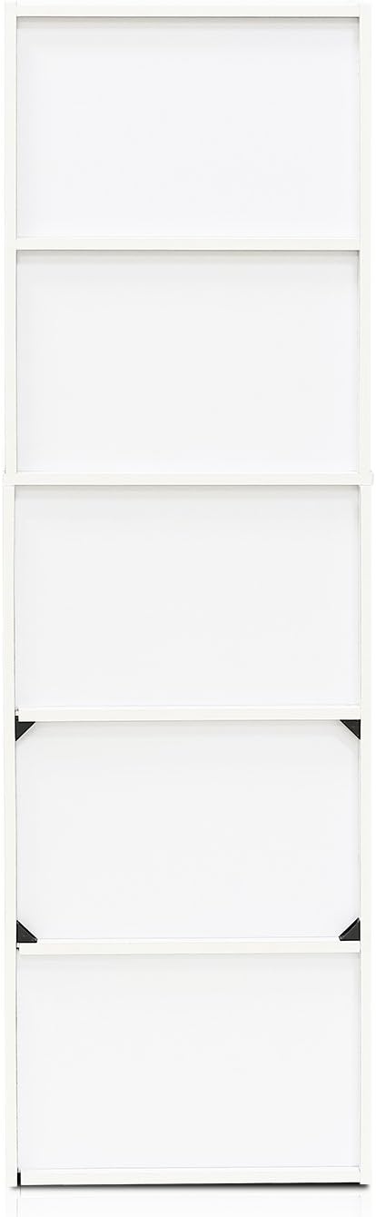 Furinno Luder Bookcase / Book / Storage , 5-Tier, White / Light Blue