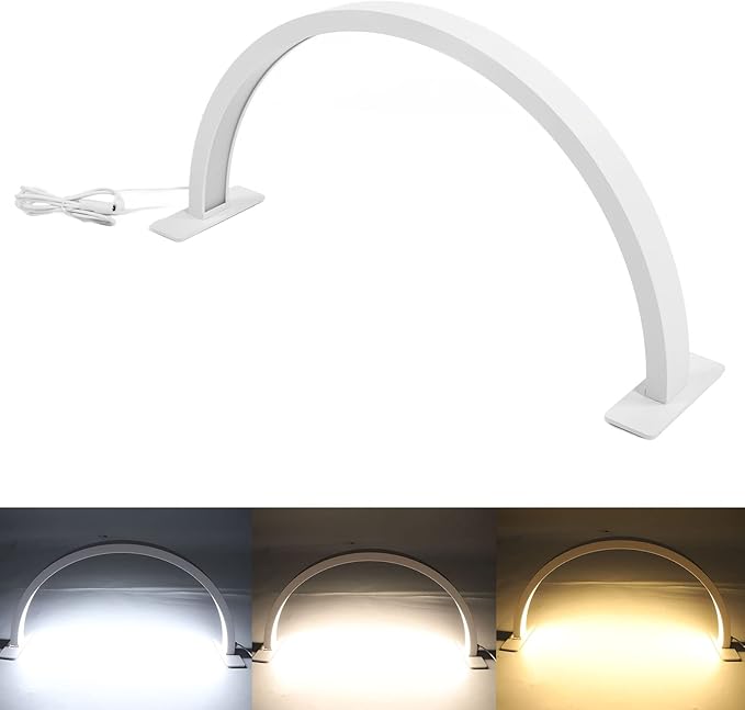 Chrees 25W Desktop LED Light 3000K‑6500K Half Moon Shaped Adjust Brightness Eyelash Beauty Lamp White 100‑240V (Chreesdpstw1mcn9)