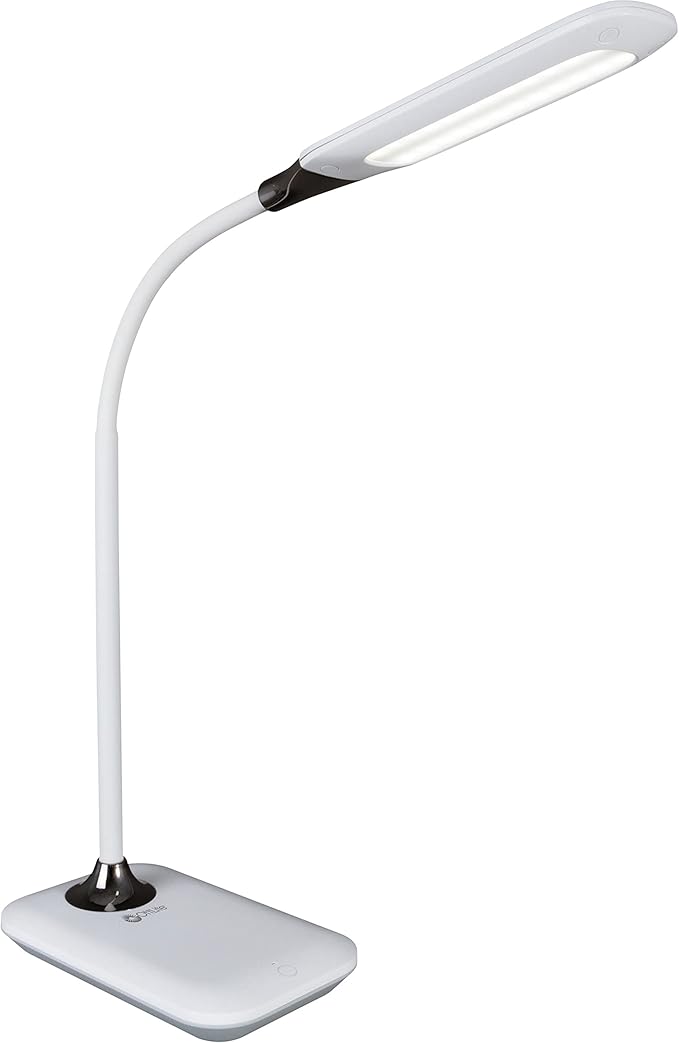 OttLite Enhance LED Sanitizing Desk Lamp with USB Charging – Eliminates up to 99.9% of Bacteria, Touch Activated, Flexible Neck, Modern Light for Reading, Crafting & Office Desktop