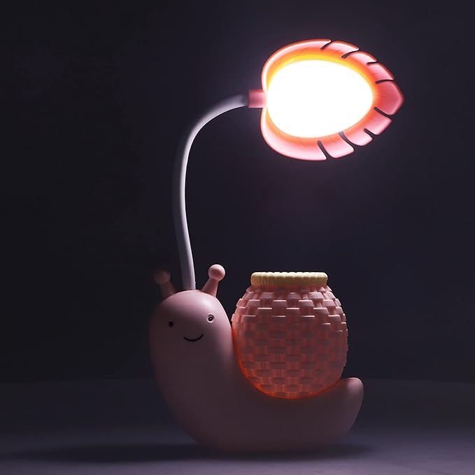 LED Desk Lamp USB Charging, Cartoon Animal LED Small Desk Lamp, Multifunction Table Lamp, LED Desk Lamp with Pen Holder for s (pink)