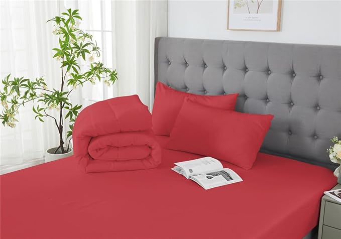 3 Piece Solid Color All Season Bedding Comforter Set Microfiber Soft Lightweight Bedding Set for Kids Teens Adults Room Decor with 1 Comforter and 2 Pillowcases Queen