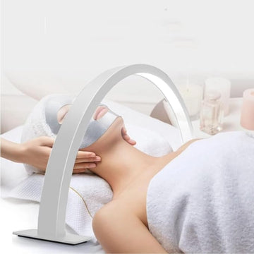 LED Half Moon Light, 25W Desktop LED Light 3000K to 6500K Desktop Beauty Lamp LED Half Moon Light Half Moon Beauty Lamp Half Moon Shaped Adjust Brightness Eyelash Beauty Lamp, White half moon light