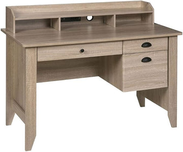 OneSpace Eleanor Executive Hutch and USB, Charger Hub, Light Oak Desk, No Size