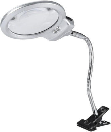 LED magnifying lamp, table magnifying glass, magnifying glass lighting lens with flexible gooseneck, for bed lamp, tattoo, manicure, makeup, eyelashes, suitable for crafts,