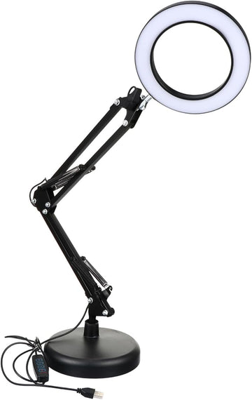 Holibanna 1 Set LED Magnifying Glass Light Portable Desk Facial Magnifying lamp Task Lights Desk LED Light Portable Office Desk Lamp with Magnifier Desktop Light Stand abs Work
