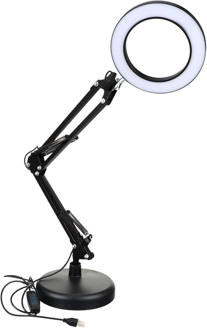 Holibanna 1 Set LED Magnifying Glass Light Portable Desk Facial Magnifying lamp Task Lights Desk LED Light Portable Office Desk Lamp with Magnifier Desktop Light Stand abs Work