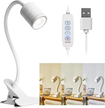 EAGLOD LED 3 Brightness Clamp Light，Portable Clip Light LED Lamp, USB Plug Clip on Desk Lamp,360°Flexible Gooseneck Night Reading Light,Desk/Table Bedside Headboard,Nail Art,Tattoo Lamp