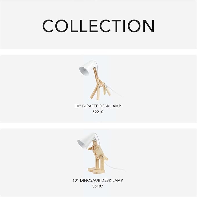 Globe Electric 52210 Gigi Giraffe 11" Wooden Novelty Lamp, White Shade, in-Line On/Off Rocker Switch