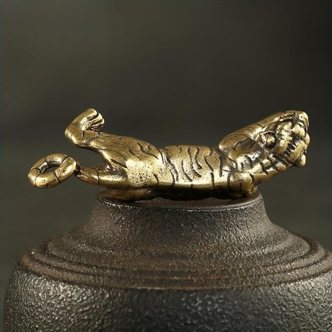 Solid Brass Little Tiger Statue - Vintage Decor Piece for Desk or Shelf for Wildlife Enthusiasts(Little Tiger)