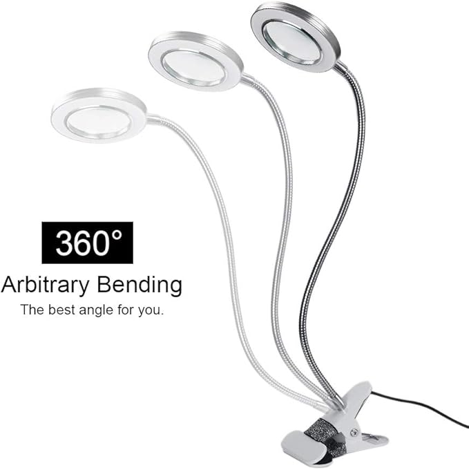 ATOMUS 2.5X Magnifying Lamp, LED USB Rechargeable Tattoo Beauty Magnifier Lamp with Metal Clip for Eyebrow Tattoo Manicure Eyelash Extension Read
