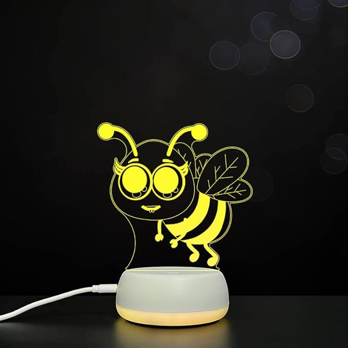 Hardworking Bee Kids Night Lights Bedroom Decor Lamp 7 Colors Change 3D Night Light Kids Optical Illusion Lamps Kids Lamp As a Gift Ideas for Students