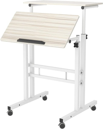 SogesPower Mobile Laptop Desk Adjustable Side Table Home Office Computer Stand for Bed Sofa, White Maple, JZS-101-MP-N