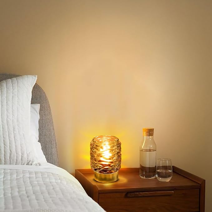 Battery Operated Lamp with Timer,Glass Cordless Lamps with LED Bulb,Decorative Lights for Living Room Bedroom Tabletop Entryway Centerpiece Gift (Brown)