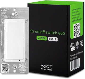 Zooz 800 Series Z-Wave Long Range S2 On Off Switch ZEN76 800LR, White | Simple Direct 3-Way and 4-Way Solution (Works with Regular Switches, No Aux Switch Needed) | Z-Wave Hub Required