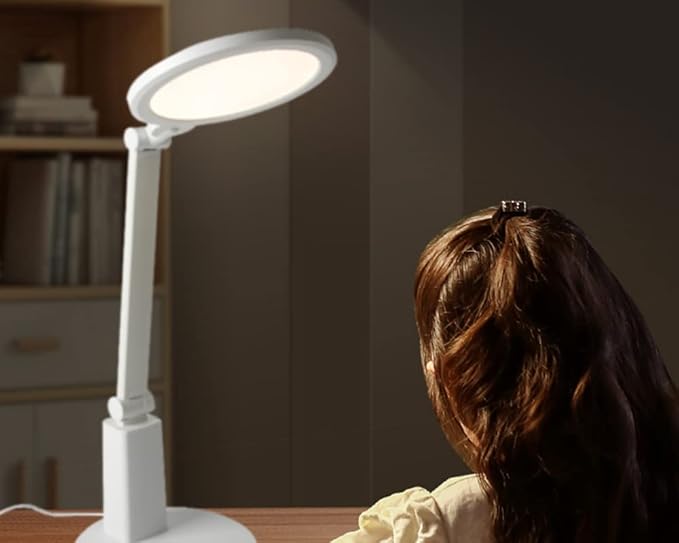 Full Spectrum Full red Light Table lamp Simulate 7 am Sunlight Authentic Eye Protection led Desk lamp 7 Brightness for Child Readers Artists Home Office
