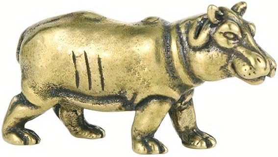 Vintage Solid Brass Hippo Figurine - Adorable Desk Decor for Collectors - Perfect Office or Home Accent(Hippo)