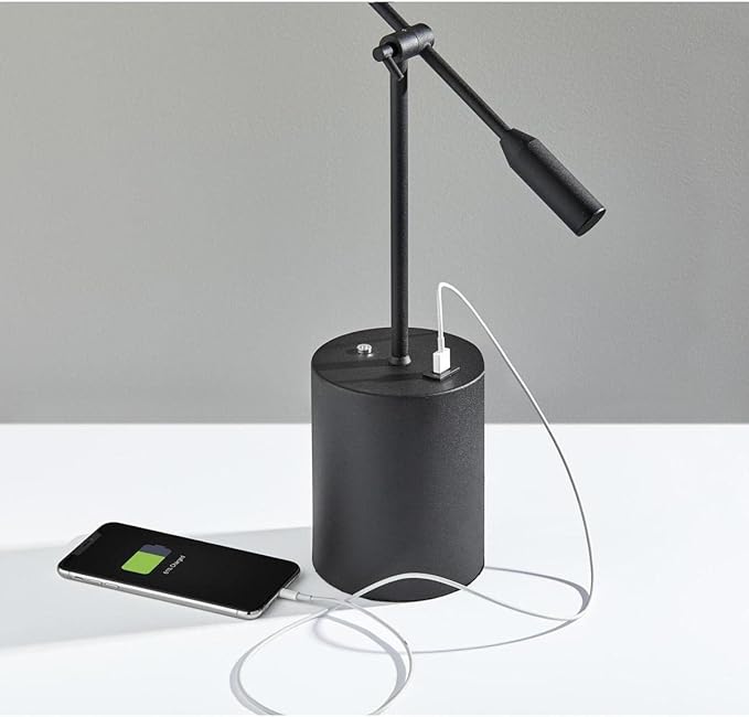 Adesso Home 2150-01 Contemporary Modern LED Desk Lamp from Grover Collection in Black Finish, 4.75 inches