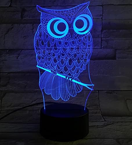 3D Illusion Night Light Owl Toys, Owl Bedside Lights Birthday Gift for Kids, Big Size 7 Color Changing USB LED Table Desk Optical Illusion Lamps Home Decors for Great Xmas Birthday Gifts