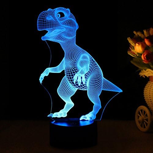 Night Lights for Kids Dinosaur 3D Night Light Lamp Wiscky 7 LED Colors Changing Touch Table Desk Lamps Decorative Lighting Pretty Cool Toys Gifts Birthday Holiday Xmas for Baby Nursery Toddler Friends