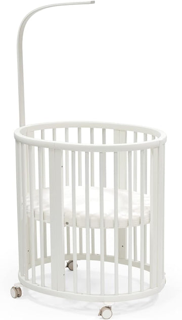 Stokke Sleepi Mini Bundle, White - includes Crib/Bed, Mattress & Drape Rod - Suitable for Ages 0-5 Years Old - Adjustable & Stylish