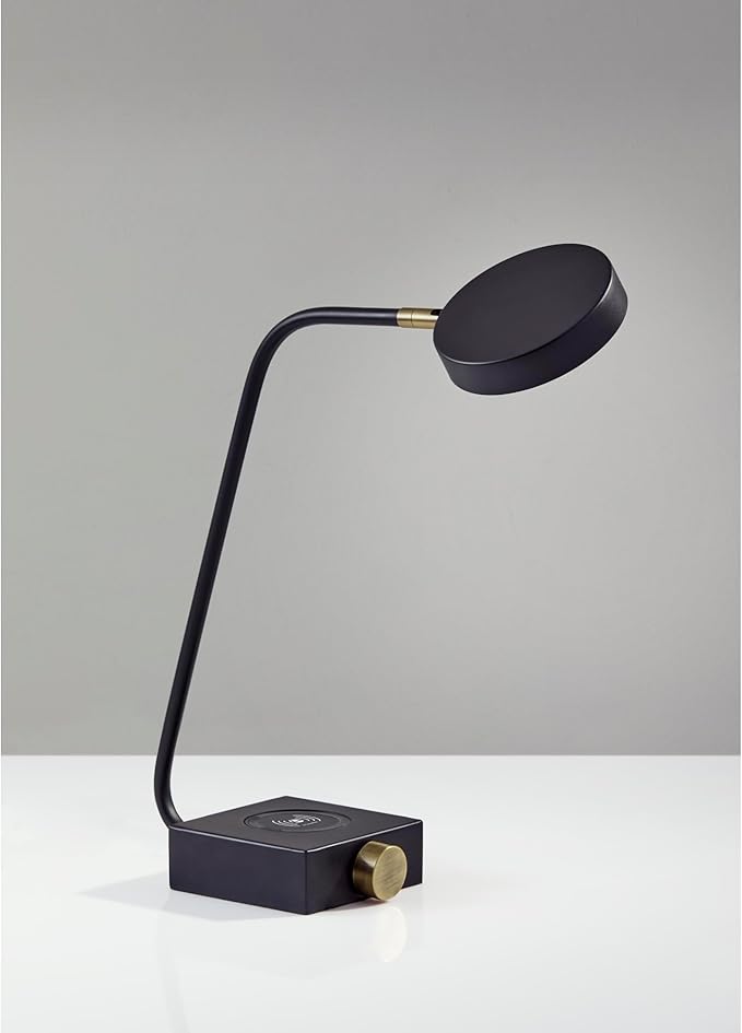 Adesso 3618-01 Conrad LED Desk Lamp Wireless Charging, 7W LED, 5W QI, USB Port, Indoor Lighting Lamps