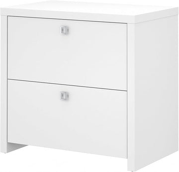 Bush Business Furniture Echo Lateral File Cabinet in Pure White with Satin Silver Handles, Home Office Storage for Letter, Legal, and A4-size Documents