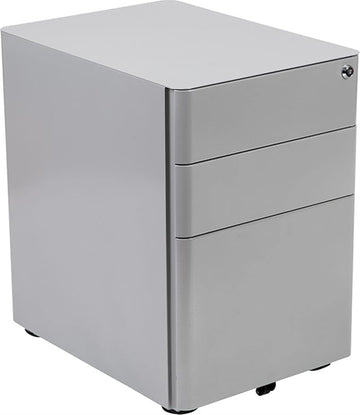 Flash Furniture Warner Modern 3-Drawer Mobile Locking Filing Cabinet with Anti-Tilt Mechanism and Hanging Drawer for Legal & Letter Files, Gray, Set of 1