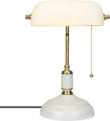 FIRVRE Glass Bankers Lamp Desk Lamp Classic Retro Table lamp Reading Modern for Home Office nightstand Bedside Study Desk Library