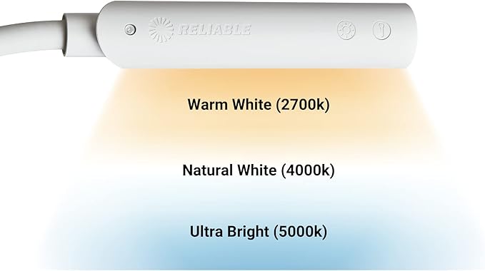 Reliable UberLight Flex 4100TL Task Light – LED Portable Desk Light with Base, USB Connection, 26.5” Flexible Gooseneck, 270° Rotational Head, 9 Light Settings, and up to 60,000 Hours of Use (White)