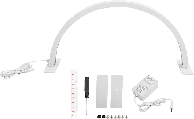 Chrees 25W Desktop LED Light 3000K‑6500K Half Moon Shaped Adjust Brightness Eyelash Beauty Lamp White 100‑240V (Chreesdpstw1mcn9)