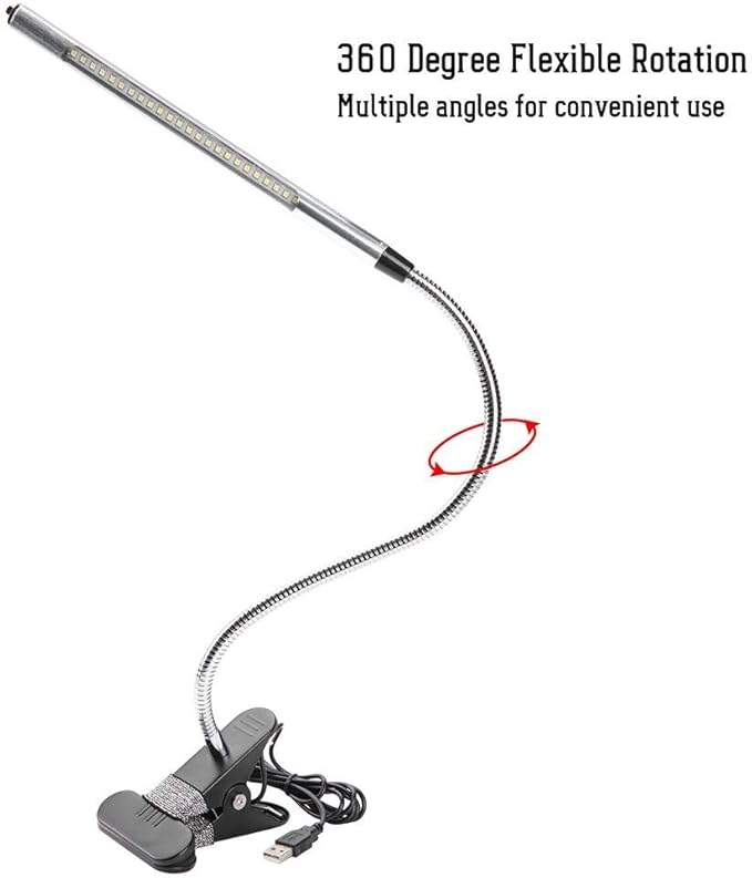 LED Desk Light Clip, LED Book Light, USB Beauty Lamp Dimmable Desk Light Eye Care Flexible Desk Lamp for Reading Jewelry Repair Tattoo Manicure Makeup